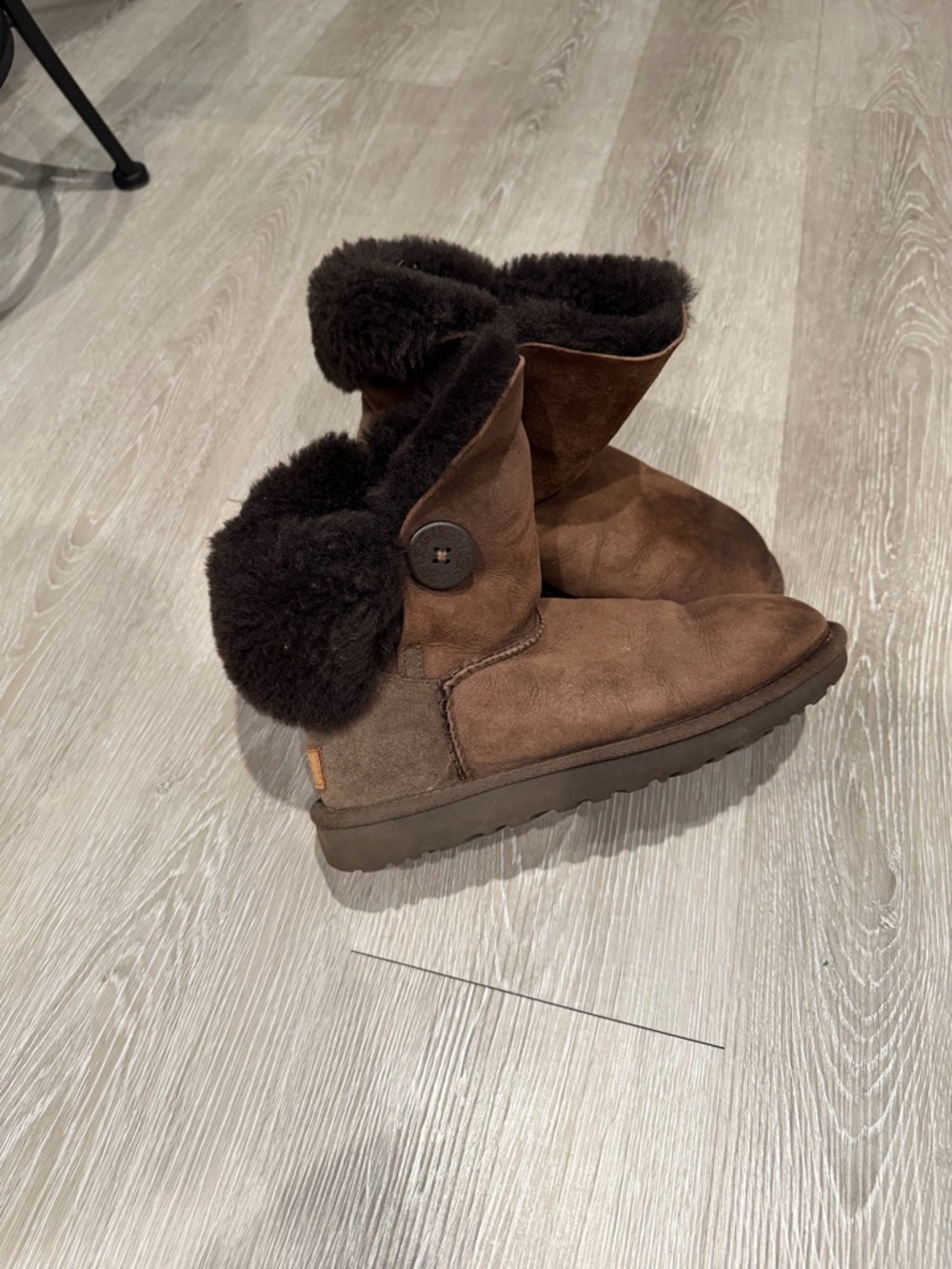 UGG Brown Shearling Button Short Boots